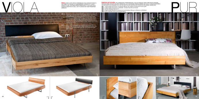 Massivholzbetten Luna Bett Viola und Pur