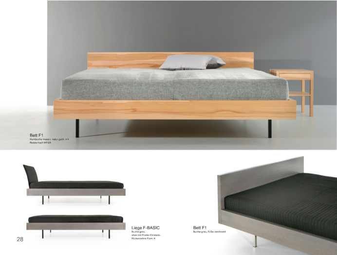 Massivholzbetten Zack Bett F1 und Liege F-Basic und Bett F1 