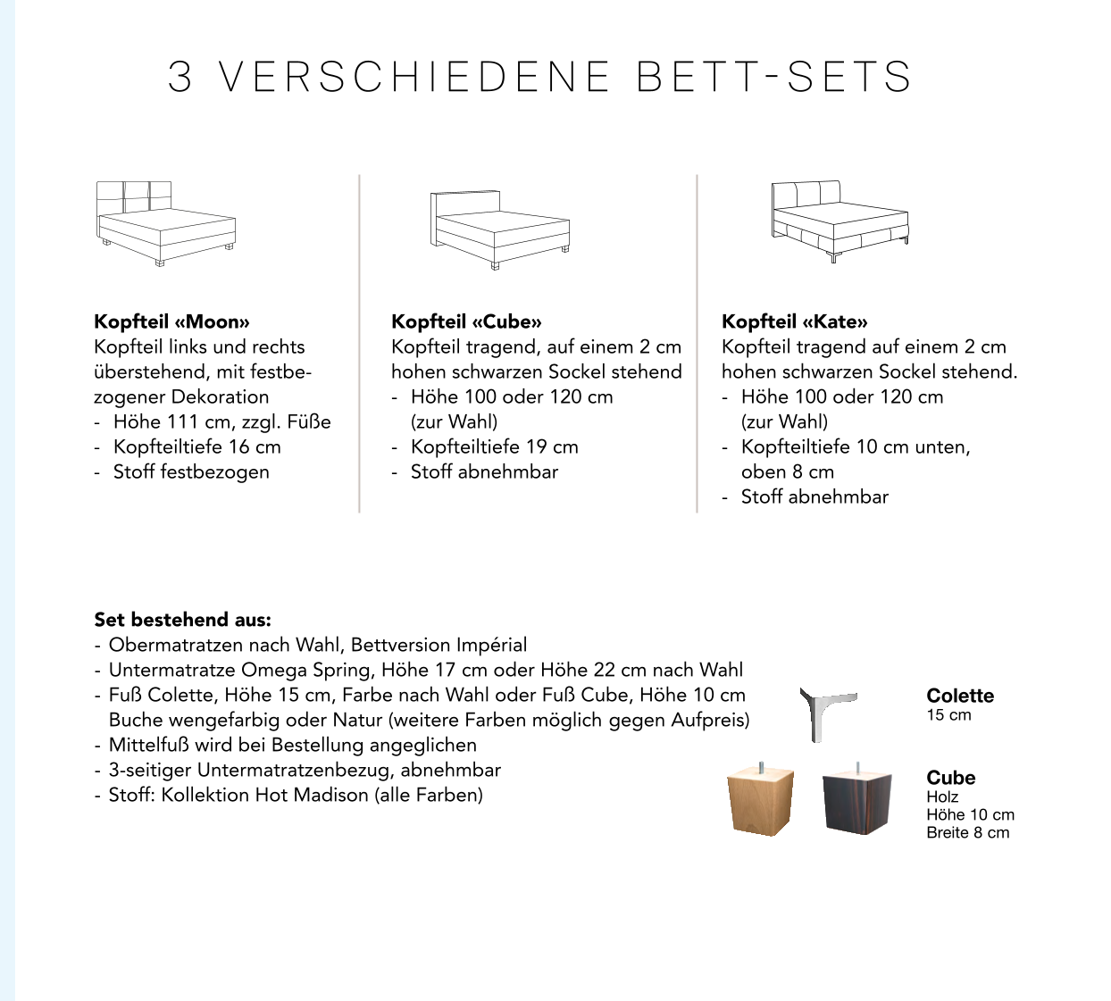 3 Verschiedene Bett-Sets